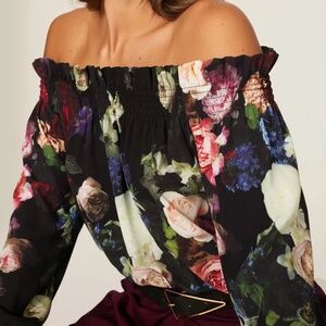 Adam Lippes Collective Floral Off The Shoulder Top Size Large